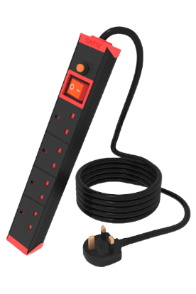 Picture of Black 4-outlet 3-prong power strip